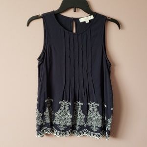Loft  XS Navy embroidered tank